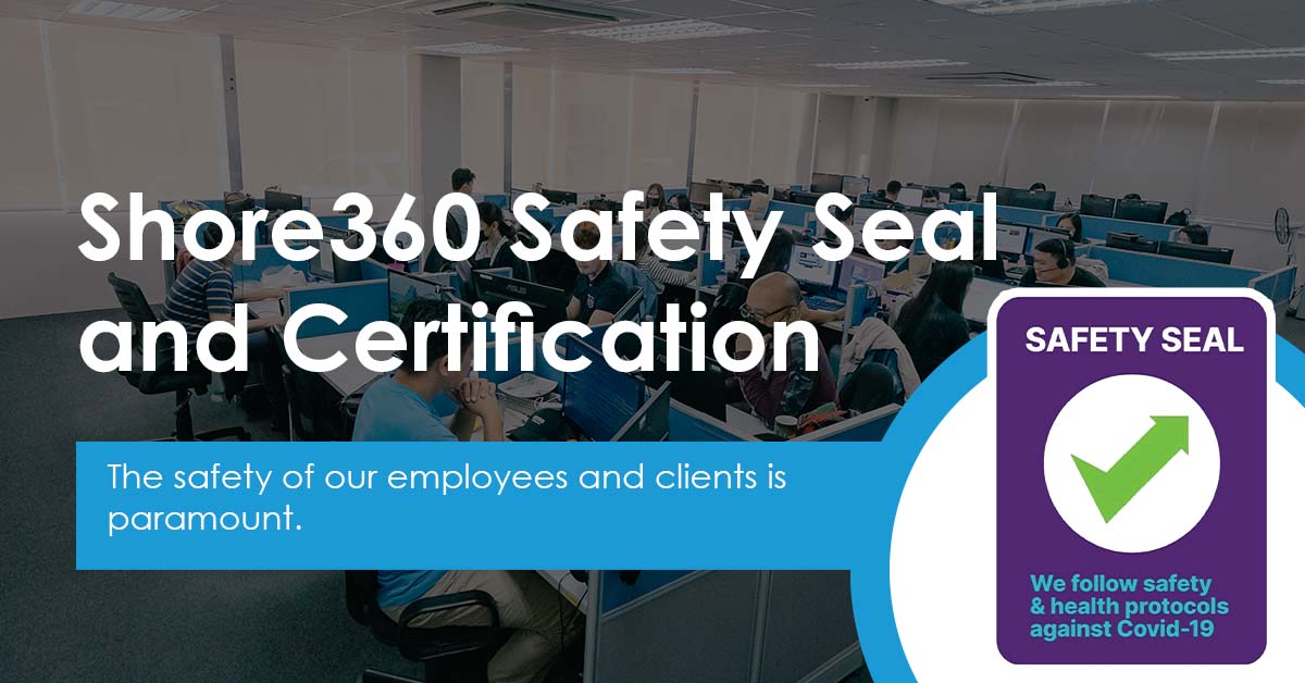 Shore360 Safety Seal and Certification for the safety of employees and clients.