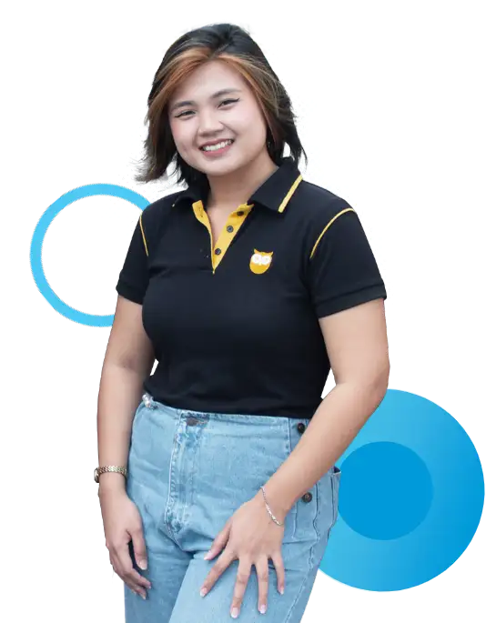 Smiling team member wearing a black polo shirt, representing offshore success and collaboration.