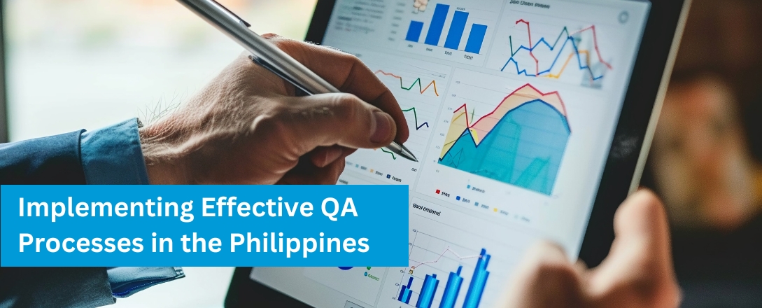 A close-up of a person analyzing data charts on a tablet, representing the integration of quality assurance processes and data-driven decisions for enhanced performance in the Philippines.