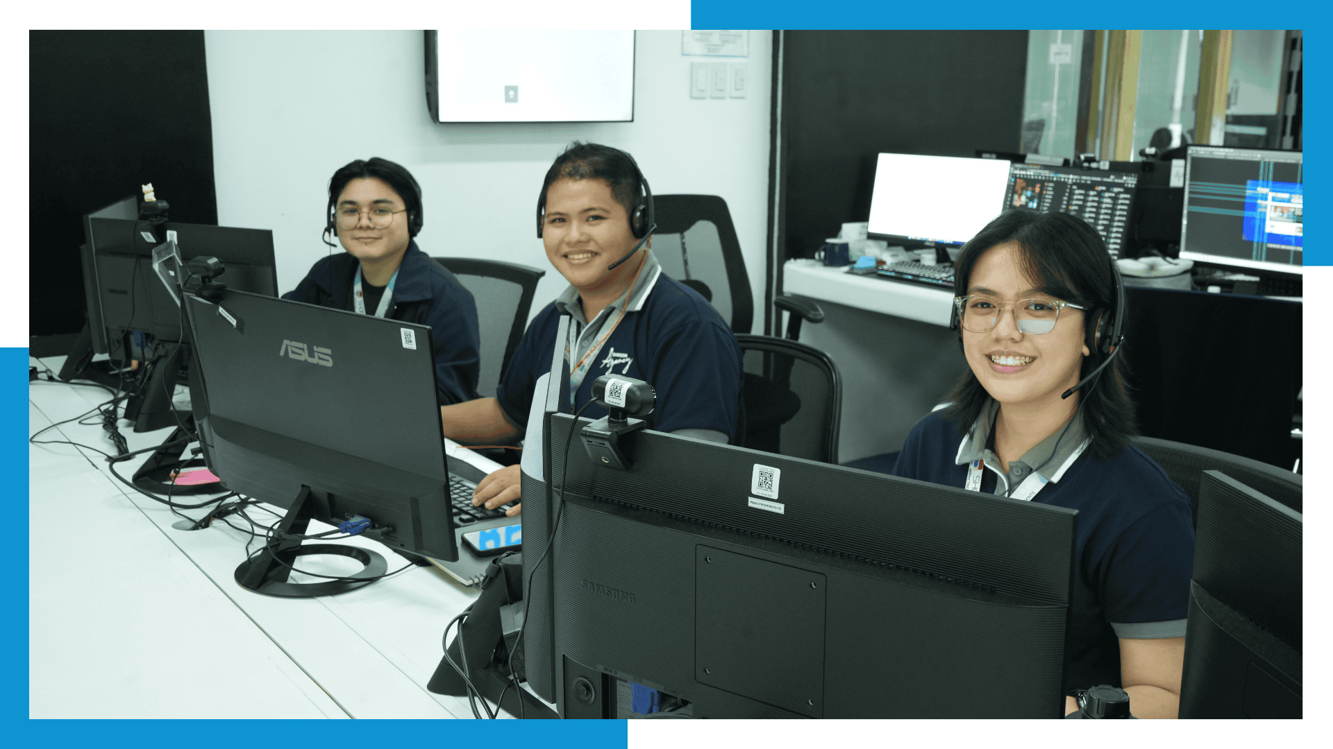 Shore360 outsourcing team working collaboratively in a modern operations hub, delivering offshore support services.