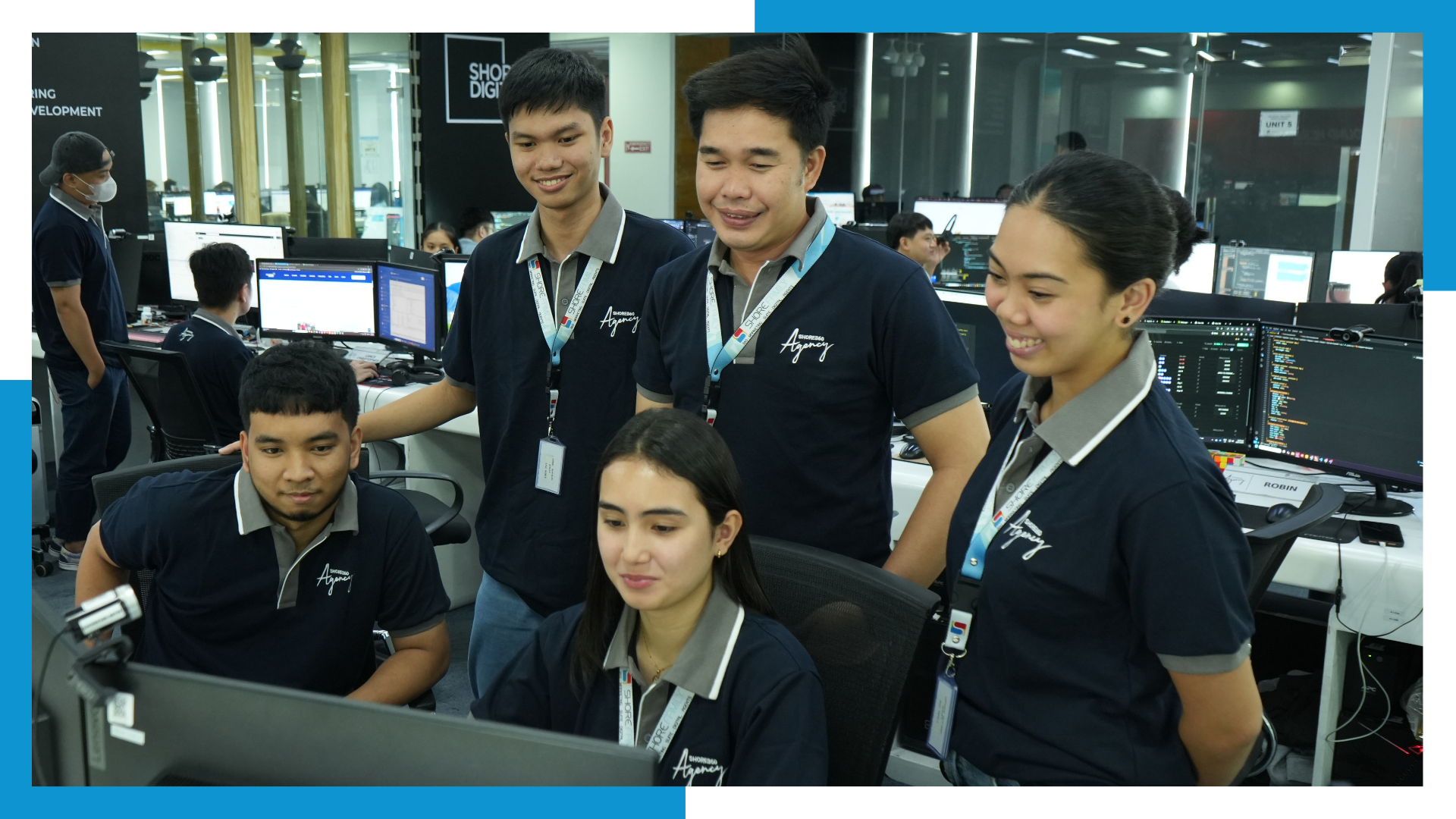 Shore360 digital marketing and development team collaborating at workstations